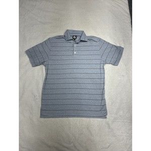 Footjoy Gray Striped Soft Touch Short Sleeve Golf Polo Shirt Men's Size Medium